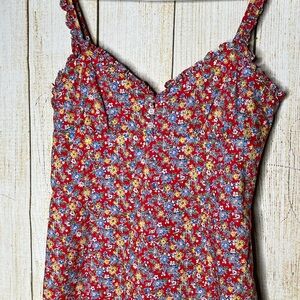 Ralph Lauren Floral Mini Dress - Red and Yellow Ditsy Vintage Size 0